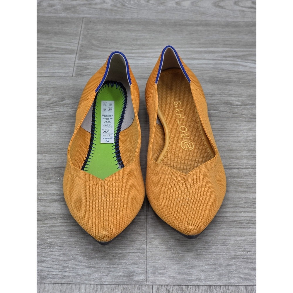 Rothy's The Point Flats Womens 10 Marigold Mustard Yellow‎ Pointed Toe READ